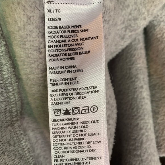 Eddie Bauer Gray Radiator Fleece Quarter Snap Button Pullover Size XL - Picture 9 of 12